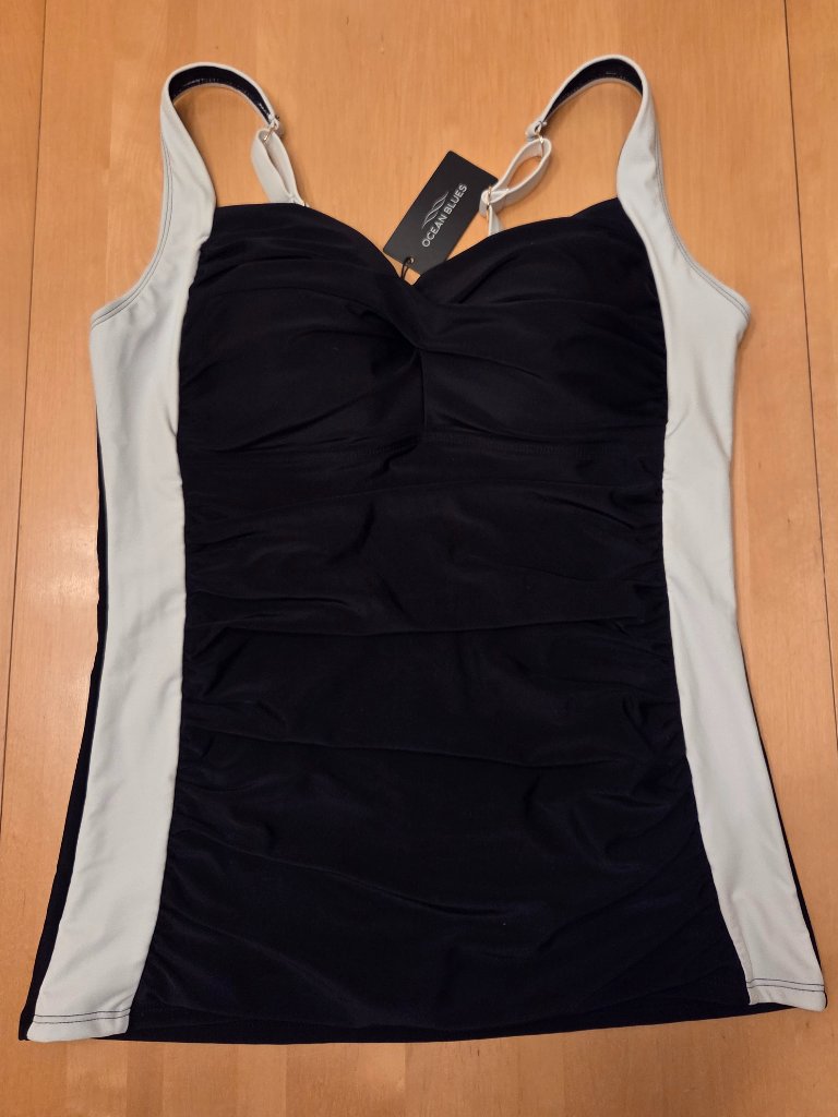Ocean Blue Black White Xl Tankini